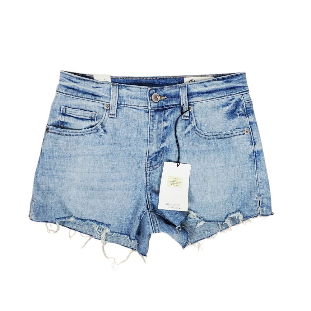 NEW Cosmic Blue Love Cut Off Denim Shorts Size 26 Blue Stretch Jean Medium Wash